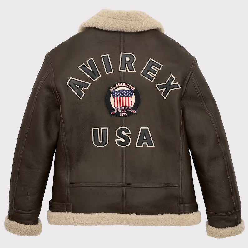 Chocolate Brown B3 Shearling Bomber Jacket