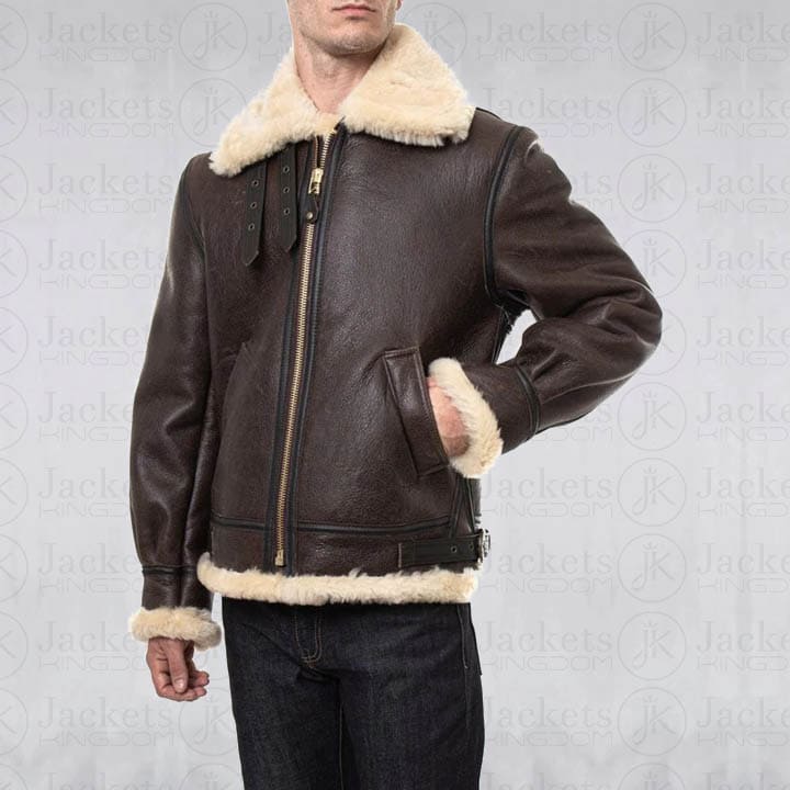 Classic B-3 Sheepskin Leather Bomber Jacket