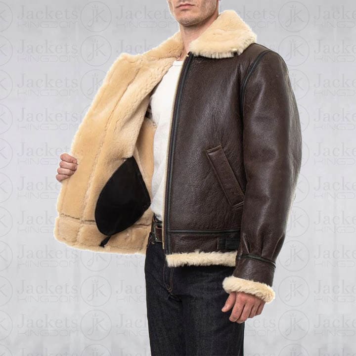 Classic B-3 Sheepskin Leather Bomber Jacket