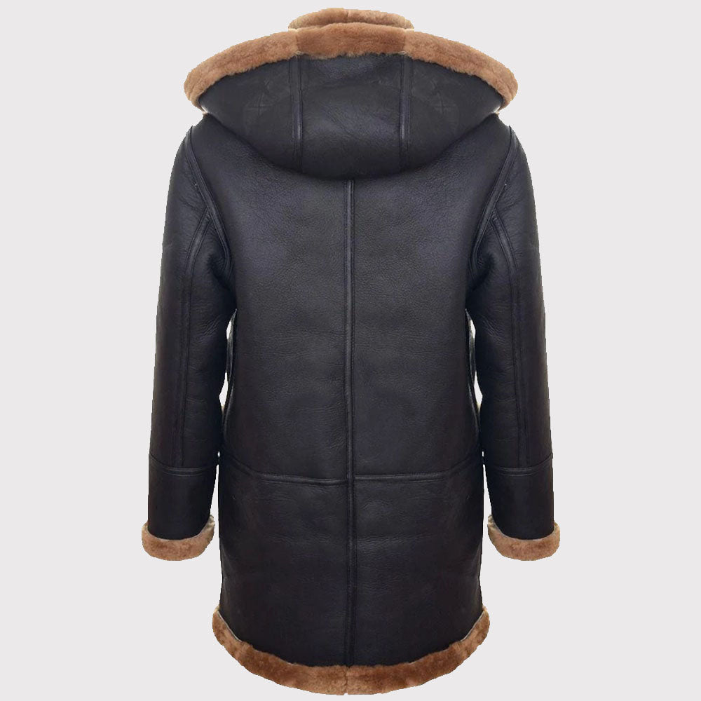 Classic Men's Genuine Shearling Sheepskin Duffle Coat