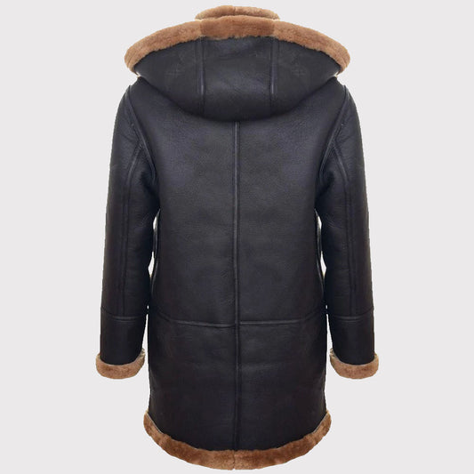 Classic Men's Genuine Shearling Sheepskin Duffle Coat