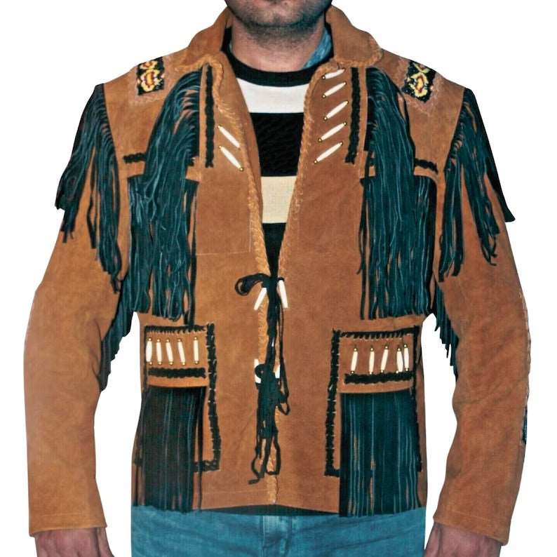 Cowboy Western Fringed Leather Jacket - Brown Jacket