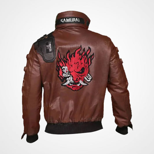 Cyberpunk Brown Leather Jacket