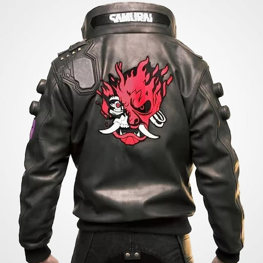 Cyberpunk Samurai Bomber Leather Jacket
