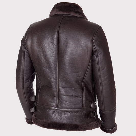 Dark Brown Shearling Biker Jacket
