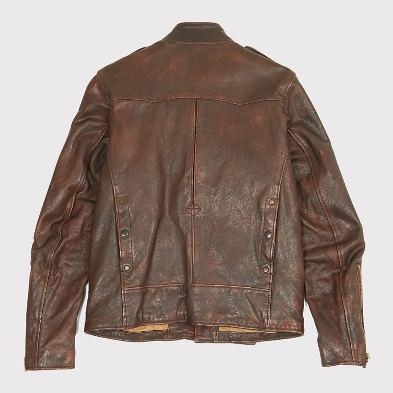 Distressed Brown Aviation Leather Jacket