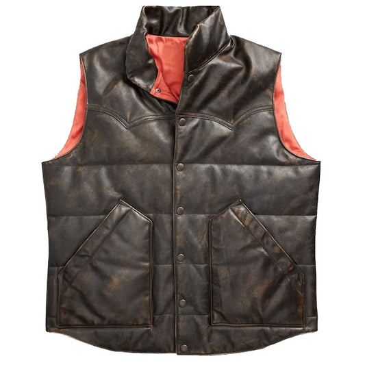 Distressed Western Leather Vest