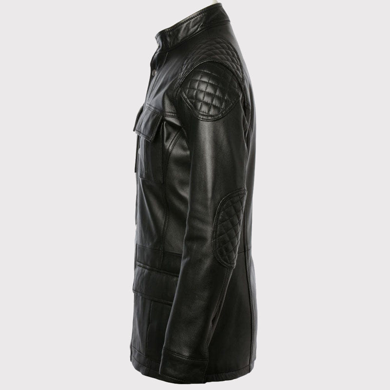 Black Leather Coat for Men