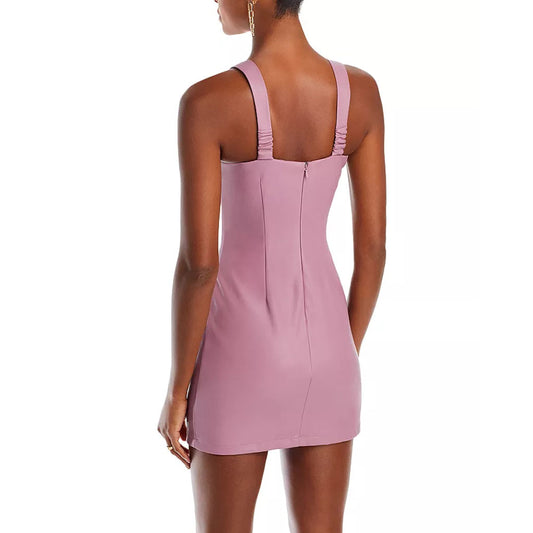 Fall Edition Pink Mini Leather Dress for Women