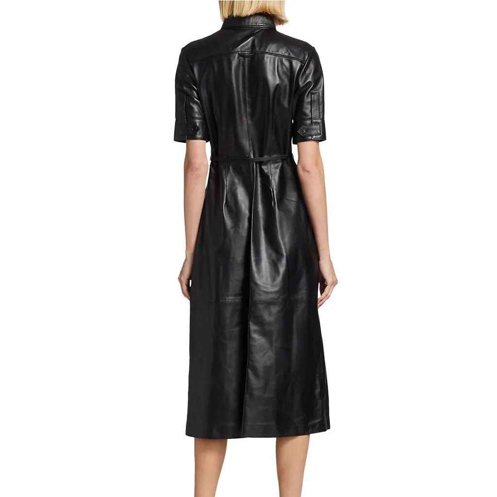 Black Button Down Leather Dress - Fall Edition