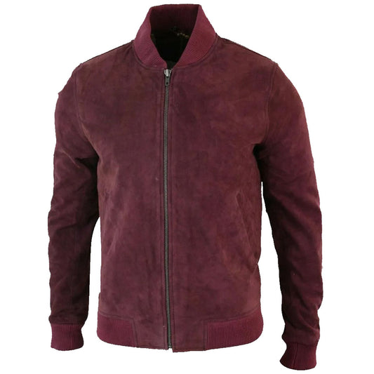 Fashion Buckskin Burgundy Goat Suede Leather Bomber Jacket Fashion Buckskin Burgundy Goat Suede Leather Bomber Jacket
