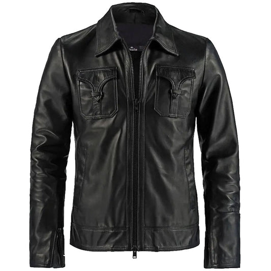 Fashion Men's Drifter Black Leather Jacket Fashion Men's Drifter Black Leather Jacket
