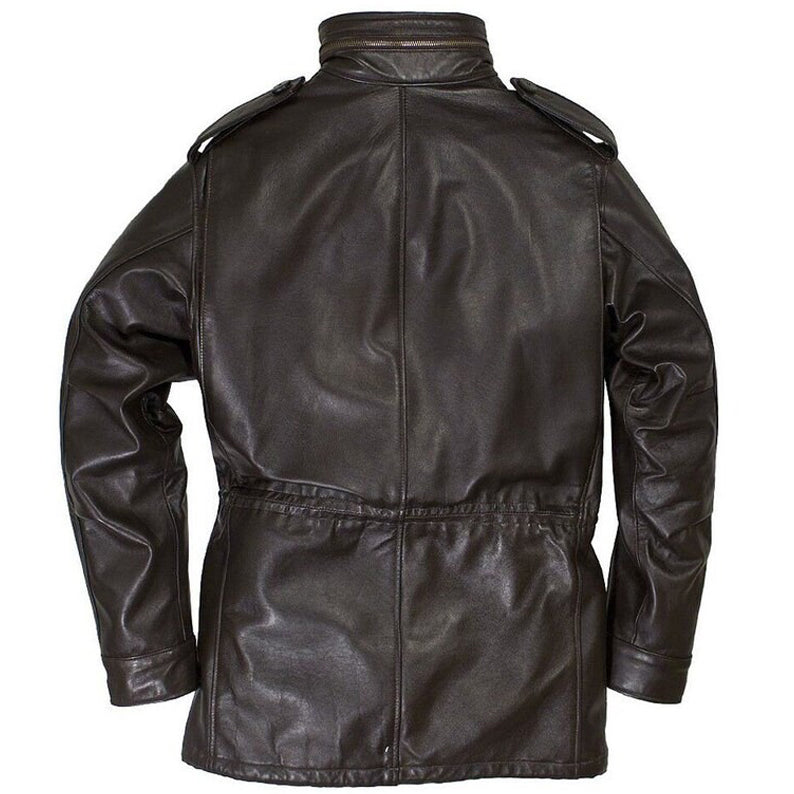 Field M-65 Leather Jacket - Dark Brown