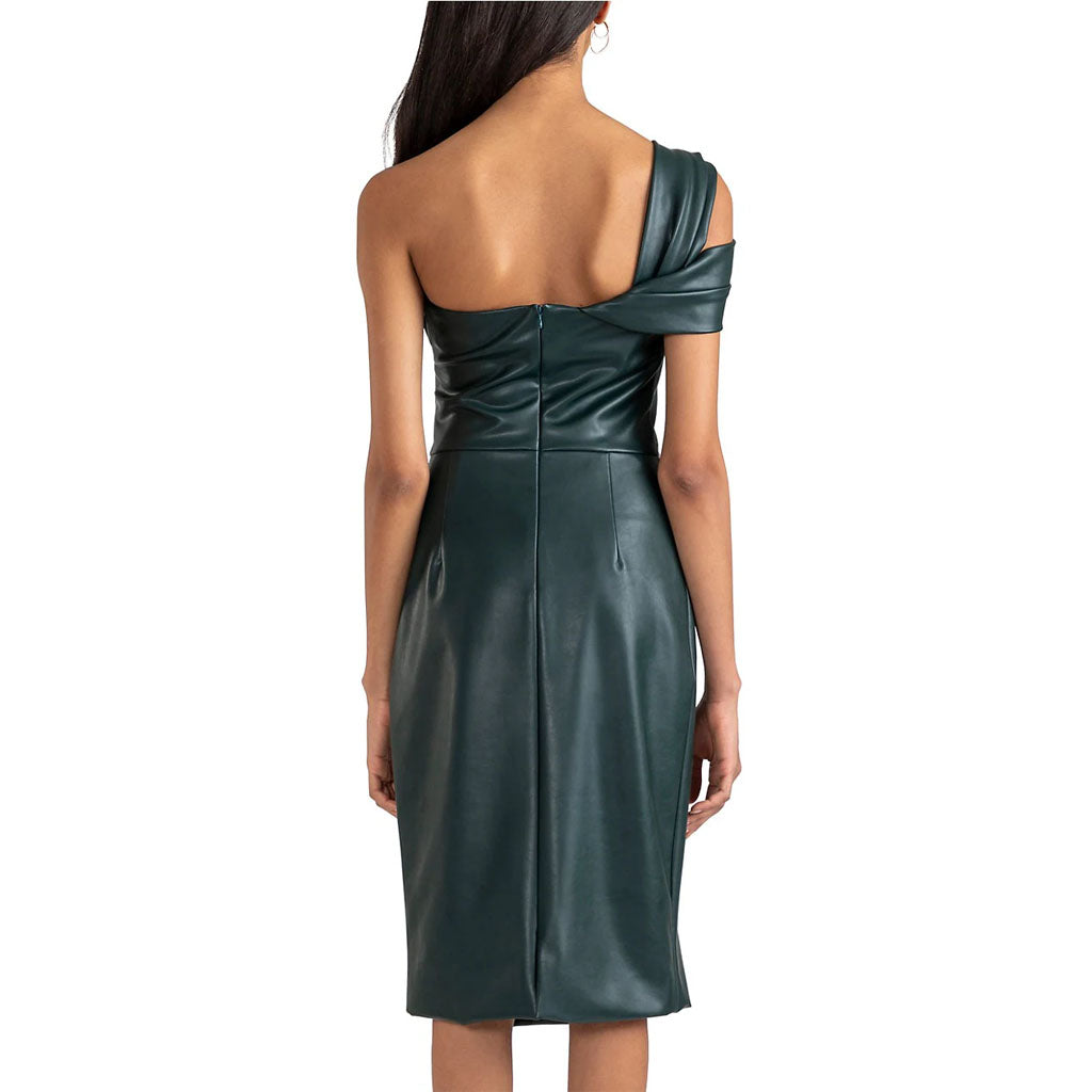 Forest Green Women's Leather Cocktail Dress