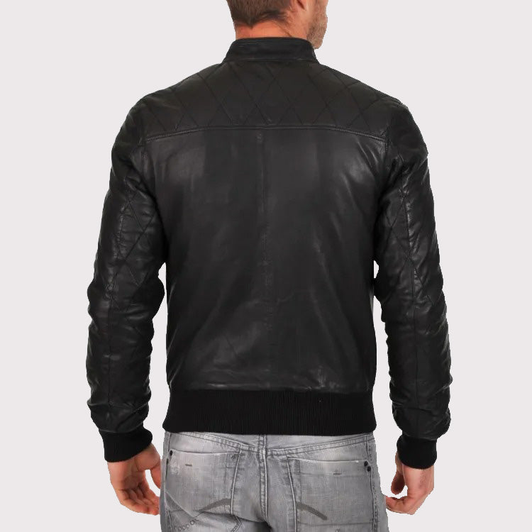 Sheepskin Quilted Bomber Jacket for Men