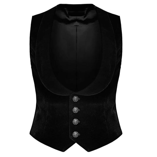 Men’s Gothic Velvet Steampunk Black Waistcoat VTG gothic velvet vest