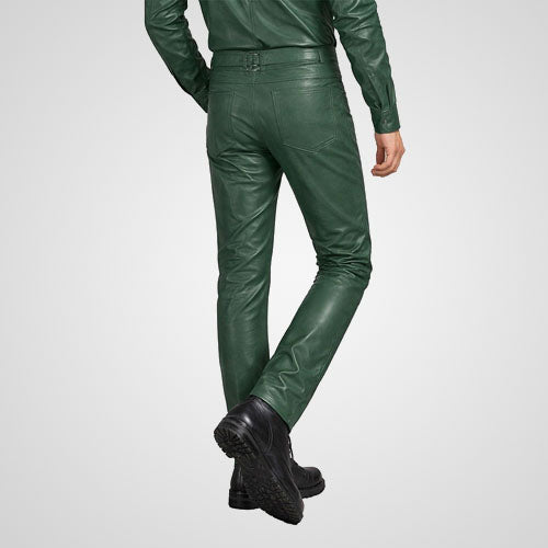 Jim Morrison inspired green leather pants
