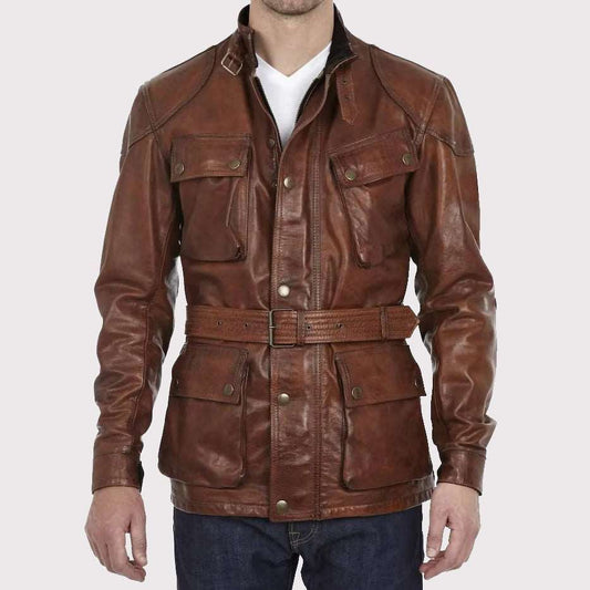 Handmade Distressed Brown Biker Leather Jacket for Men Distressed Brown Biker Leather Jacket - Customize Yours