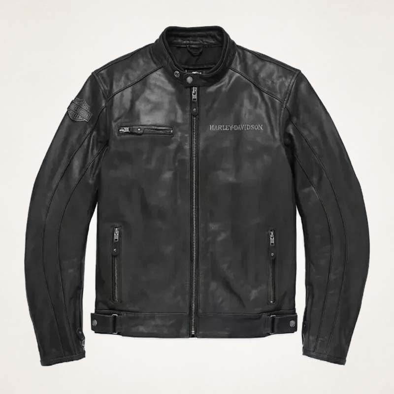 Harley Davidson Men’s Skull Reflective Leather Biker Jacket