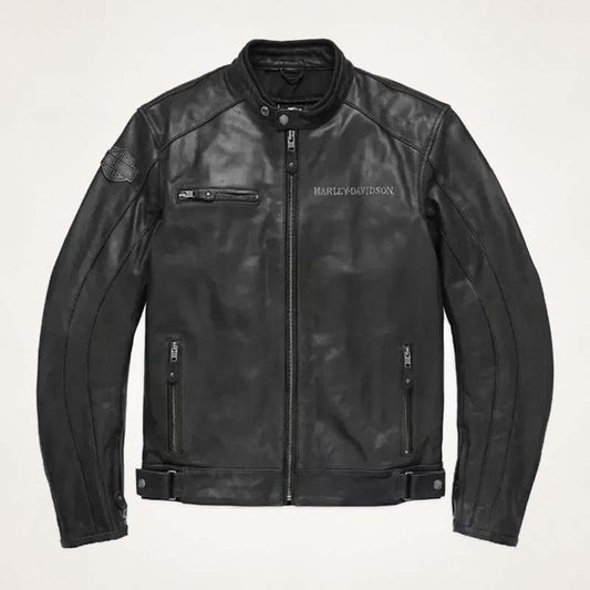 Harley Davidson Men’s Skull Reflective Leather Biker Jacket