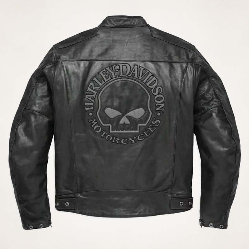 Harley Davidson Men’s Skull Reflective Leather Biker Jacket