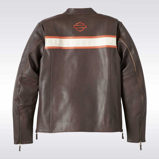 Harley Davidson Victory Lane Brown Leather Jacket for Men