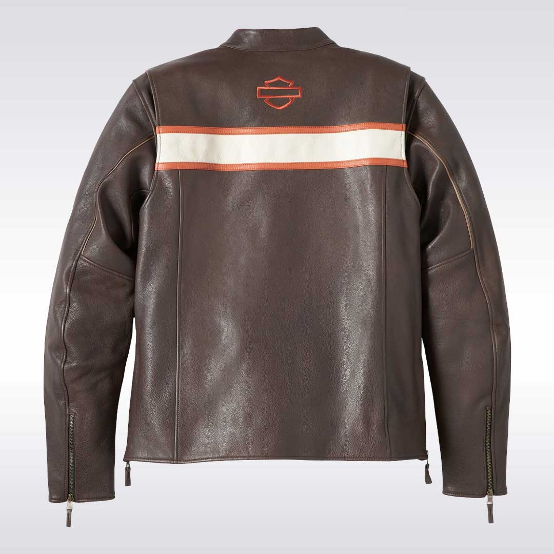Harley Davidson Victory Lane Brown Leather Jacket for Men