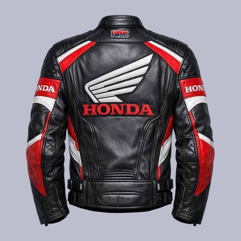 Honda HRC black red racing leather biker jacket