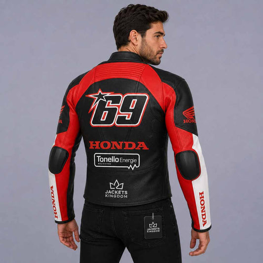Honda Nicky Hayden MotoGP leather motorcycle jacket with CE armor