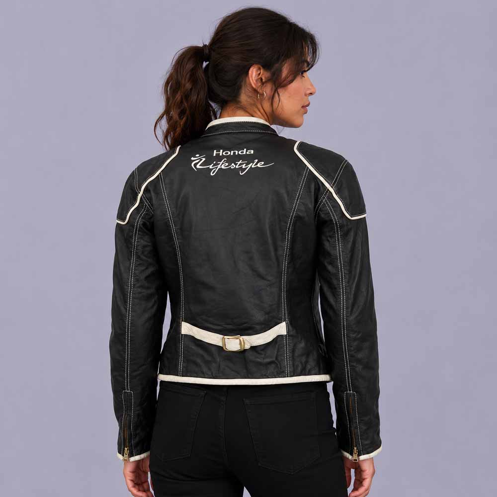 Rare Honda Suomy 2007 black leather motorcycle jacket