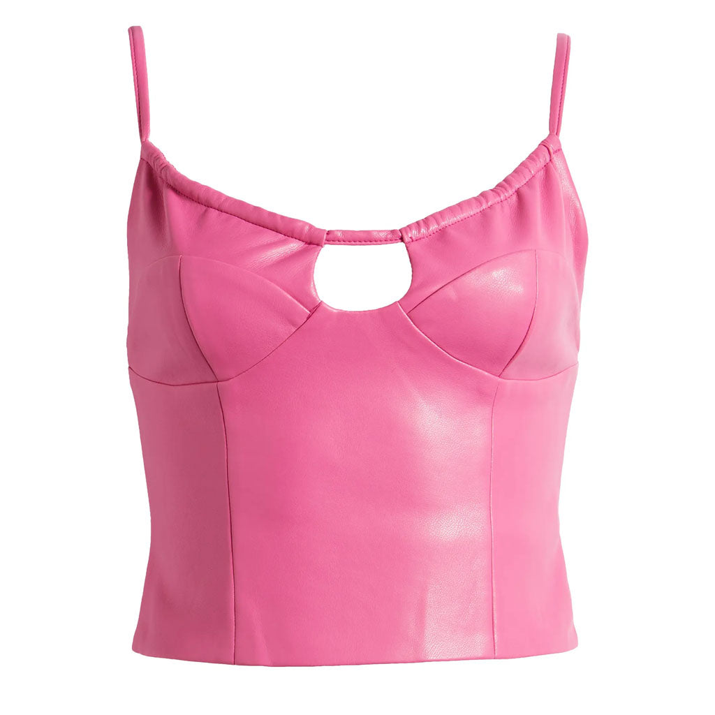 Hot Pink Women's Leather Barbie Camisole Top