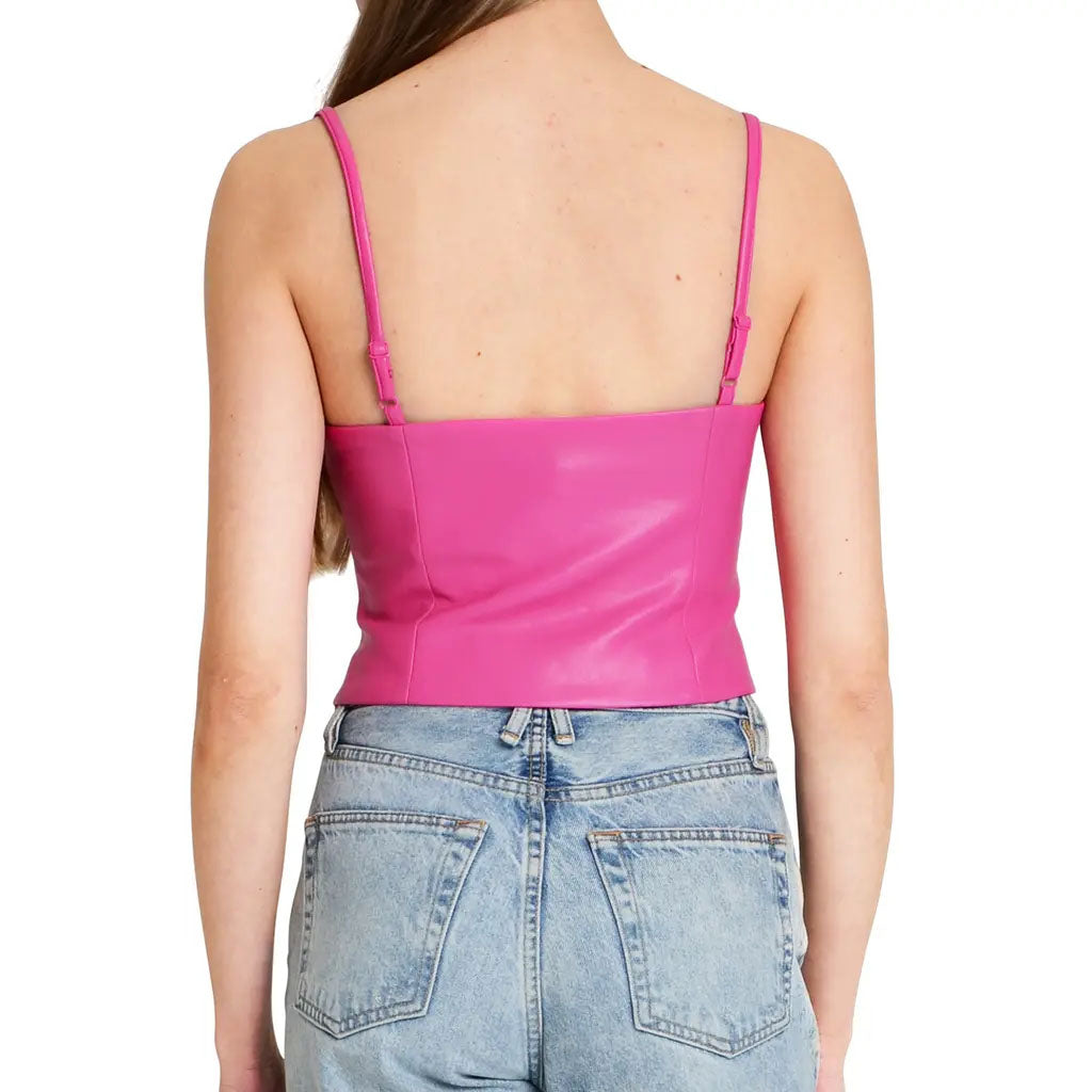 Hot Pink Women's Leather Barbie Camisole Top