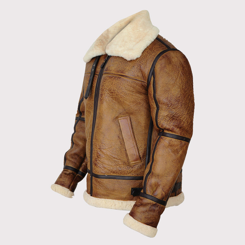 Iconic Men's Brown B3 Bomber Shearling Jacket