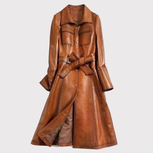 Italian Style Real Leather Trench Coat Italian Style Leather Trench Coat