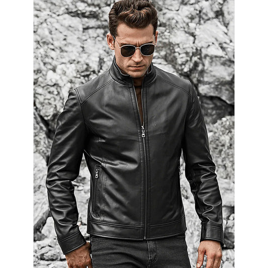 Men's Classic Lambskin Leather Motorcycle Jacket Lambskin Leather Motorcycle Jacket