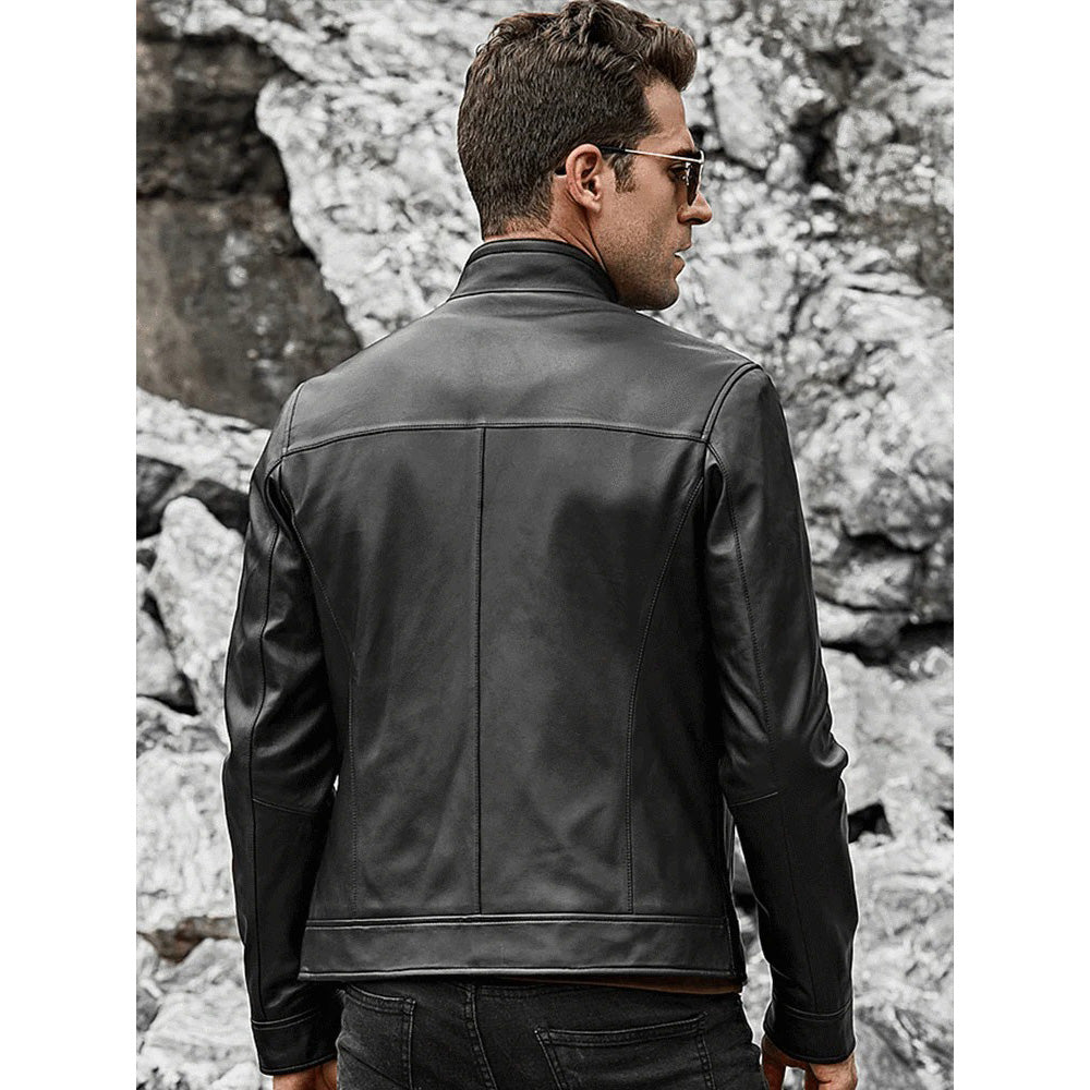 Men's Classic Lambskin Leather Motorcycle Jacket