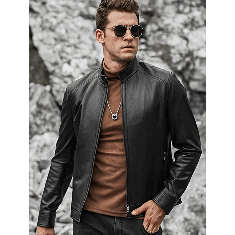 Men's Classic Lambskin Leather Motorcycle Jacket