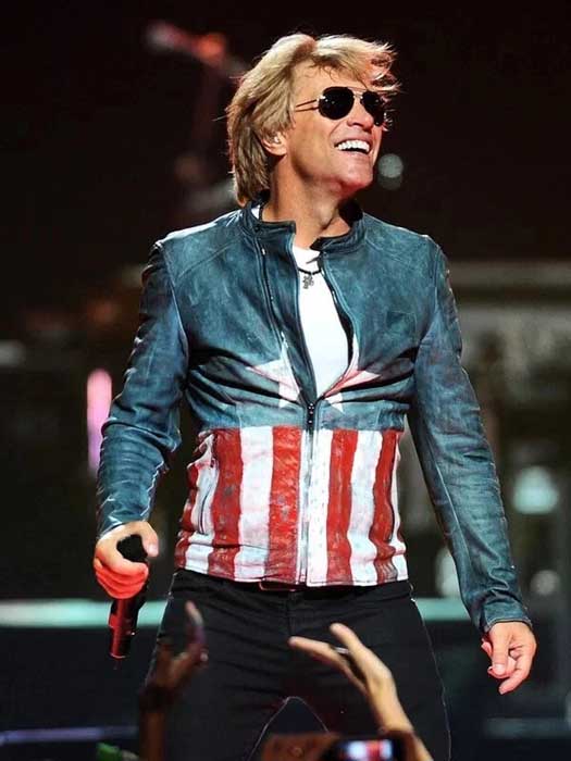 Jon Bon Jovi Blue Captain America Sheepskin Leather Jacket