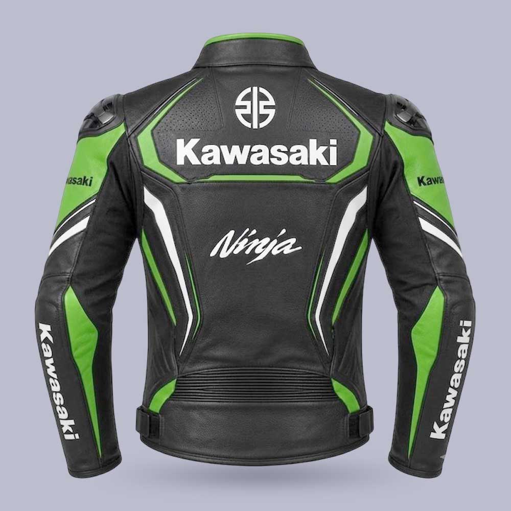 Kawasaki Inspired Black Green Ninja Leather Racing Jacket | Jackets Kingdom