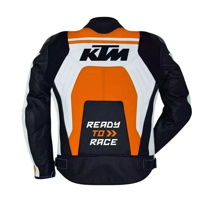 KTM Genuine Leather Racing Motorcycle Jacket with Protective Armor | Jackets Kingdom