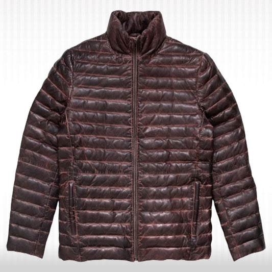 Men's Genuine Sheepskin Leather Puffer Jacket Men's Genuine Sheepskin Leather Puffer Jacket