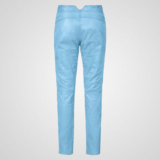 Jim Morrison inspired light blue leather pants