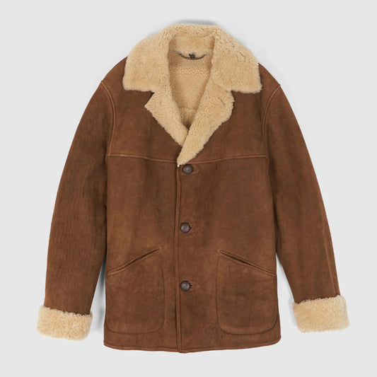 Light Brown Shearling Leather Coat Light Brown Shearling Leather Coat for Men