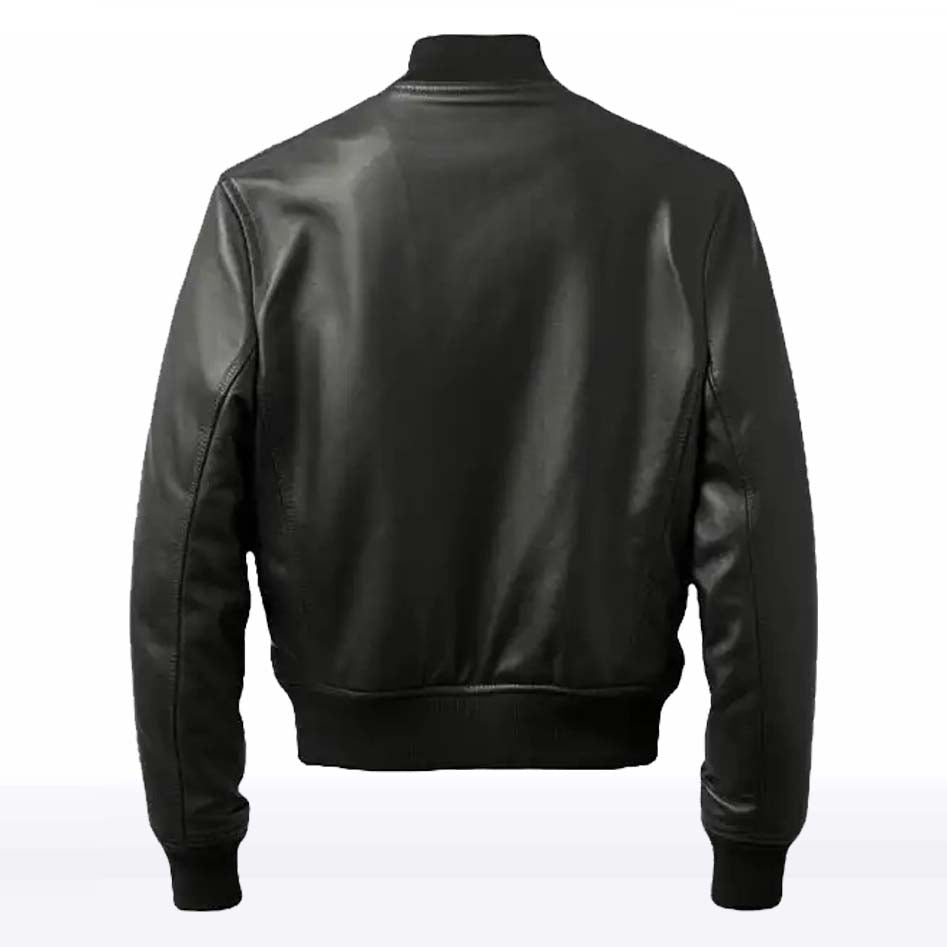 Logan Black Bomber Leather Jacket for Men