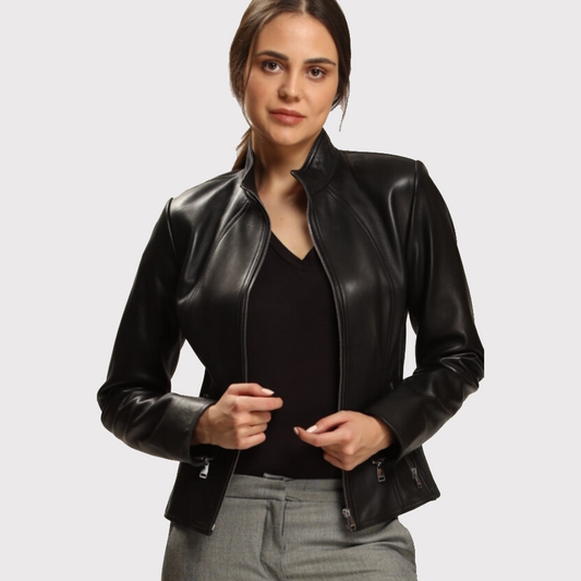 Luxurious Black Leather Jacket for Women