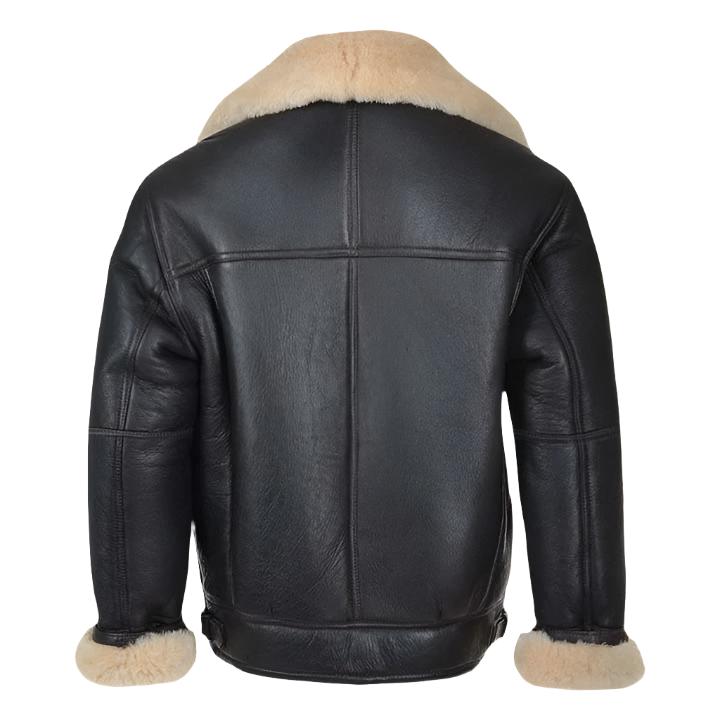 Men Black B3 Shearling Bomber Leather Jacket