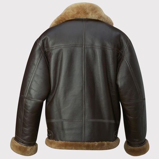 Men's Brown RAF B3 Aviator Shearling Leather Jacket