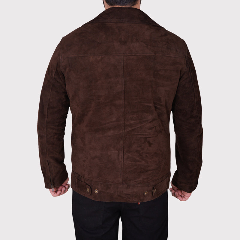 Men's Dark Brown Suede Leather Jacket