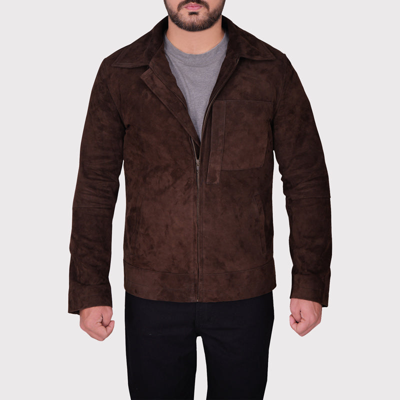 Men's Dark Brown Suede Leather Jacket