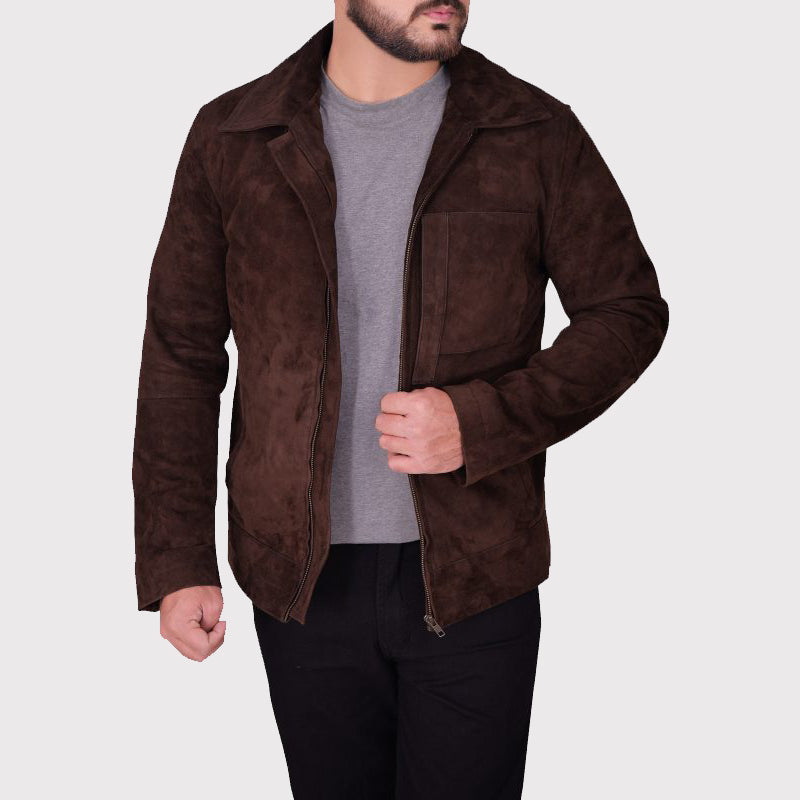 Men's Dark Brown Suede Leather Jacket